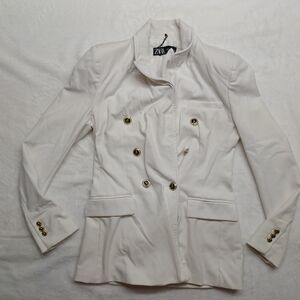 Zara White Double Breasted Blazer Size XS